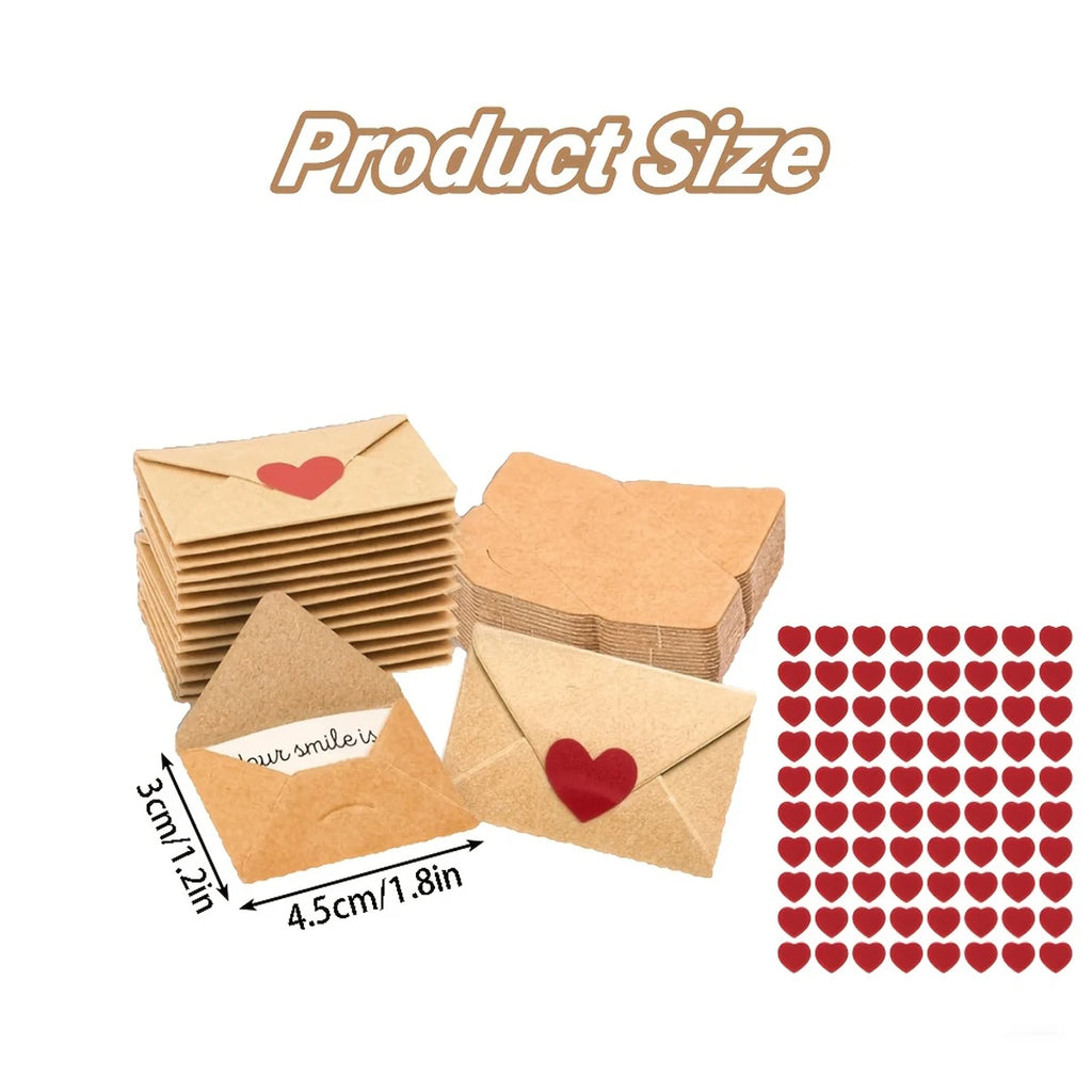Mini Envelopes with Heart Stickers - Love Note Card Set – image 3