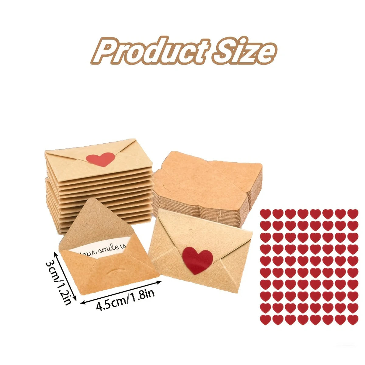 Mini Envelopes with Heart Stickers - Love Note Card Set – image 3