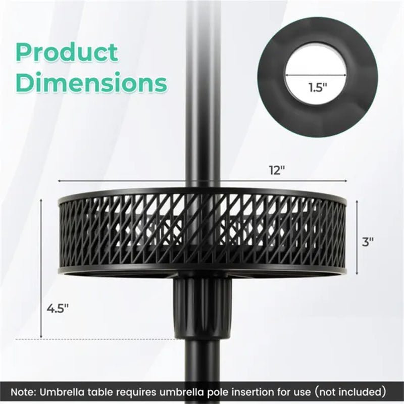 Patio Umbrella Table Tray, 12 in Clip-On Pole Table with Adapters – image 5