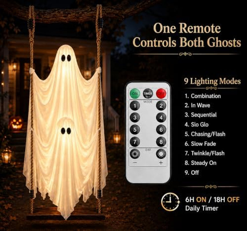 Hanging Ghost Halloween Decorations 5ft Swinging Ghost Set – image 4