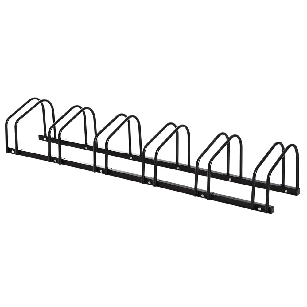 Bike Floor Parking Rack for 6 Bikes, Steel Garage Storage Stand