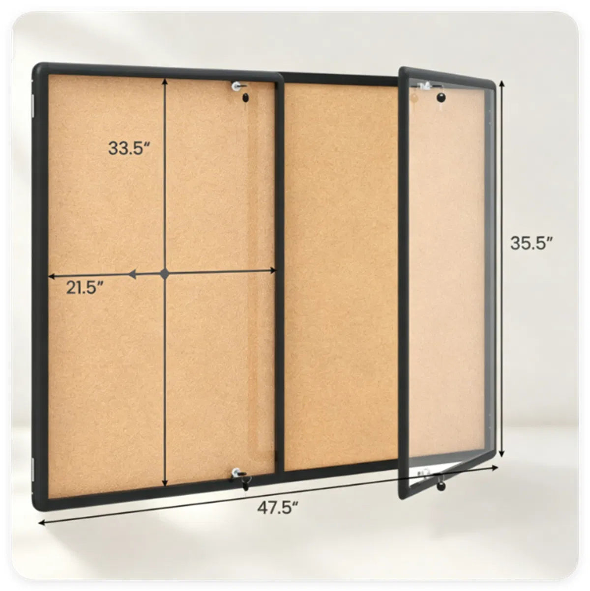 Outdoor Lockable Enclosed Bulletin Board, 47.5 x 35.5 Inch, Black – image 7