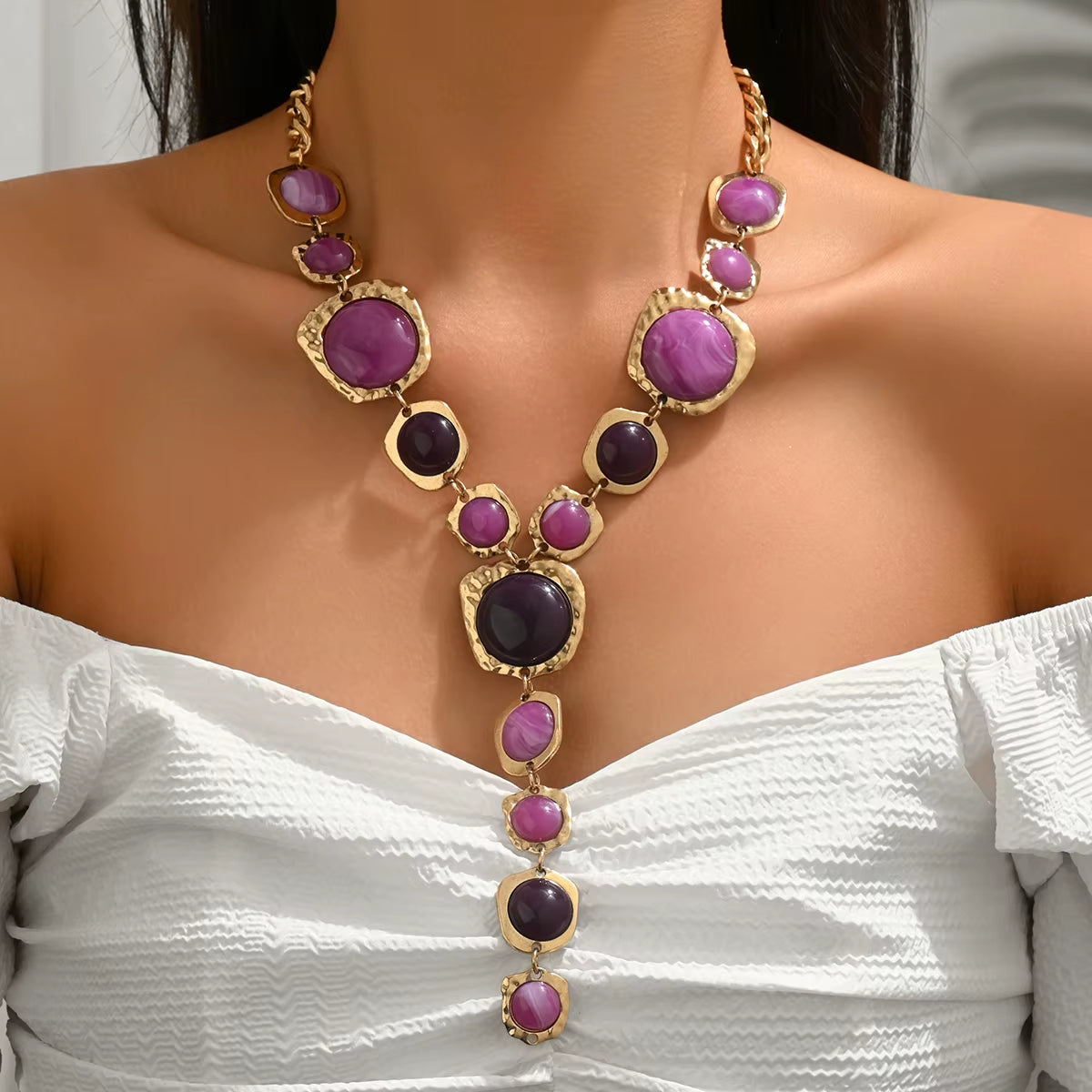 Vintage Chunky Geometric Y-Necklace – image 7