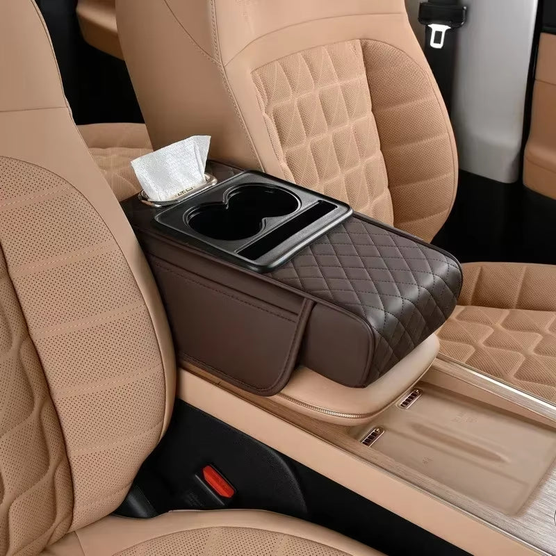 Car Armrest Cushion Riser with Storage Pockets and Tissue Holder – image 8