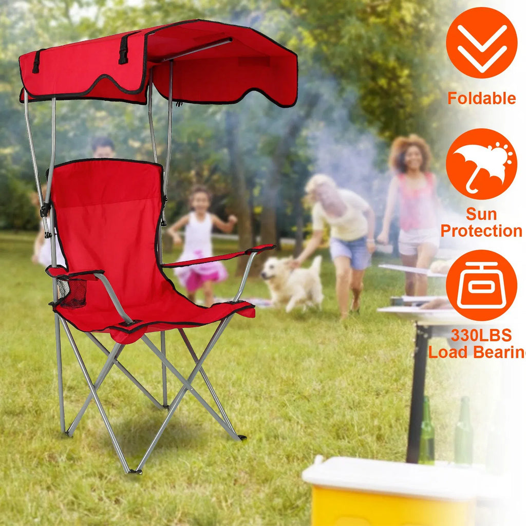 Folding Canopy Lawn Chair with Cup Holder, 330 lb Capacity – image 3