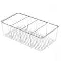 Fridge Storage Box, Clear 4-Grid Bin with Removable Dividers