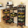 5-Tier Rotating Kitchen Storage Rack with Wheels