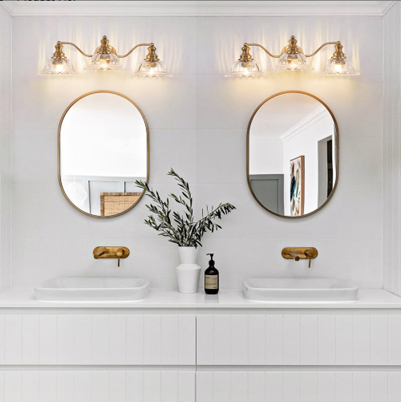 24 Inch 3-Light Vintage Gold Vanity Light with Glass Shades – image 3