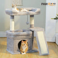 Small Cat Tree with Sisal Scratching Post and Wide Top Perch