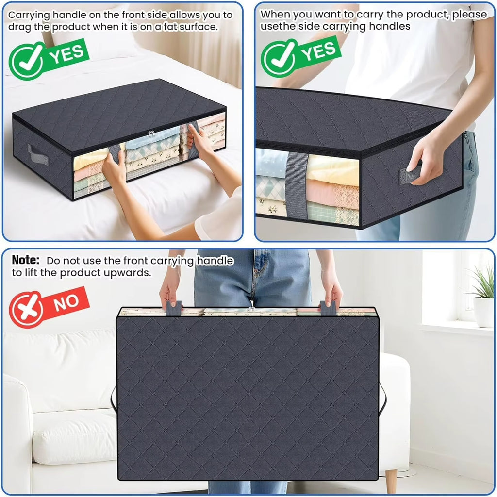 Under Bed Storage Bags - Foldable Blanket Organizers, 4 Pack – image 5