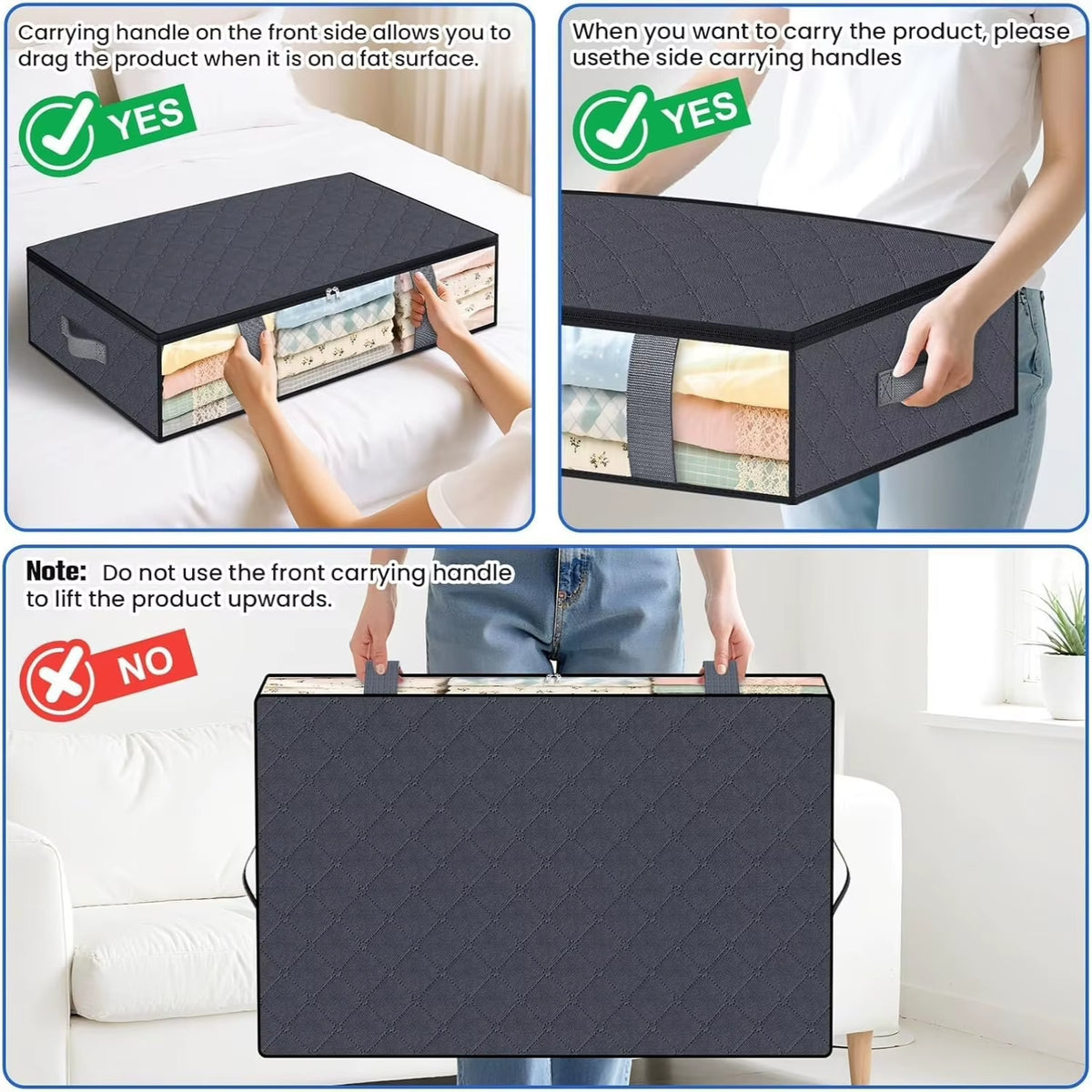 Under Bed Storage Bags - Foldable Blanket Organizers, 4 Pack – image 5