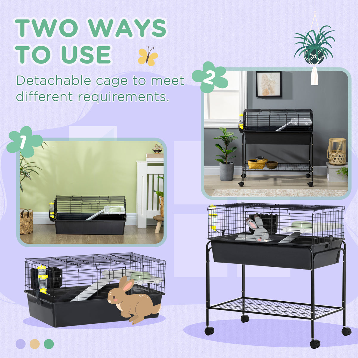 Two-Story Small Animal Cage with Removable Rolling Stand, Gray – image 4