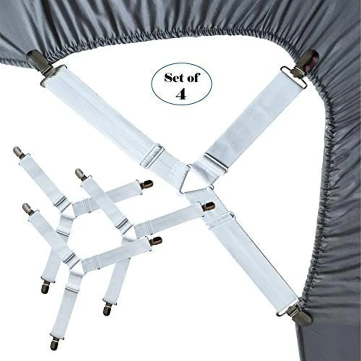Bed Sheet Holder Straps - 4 Pack 3-Way Elastic Corner Grippers – image 7