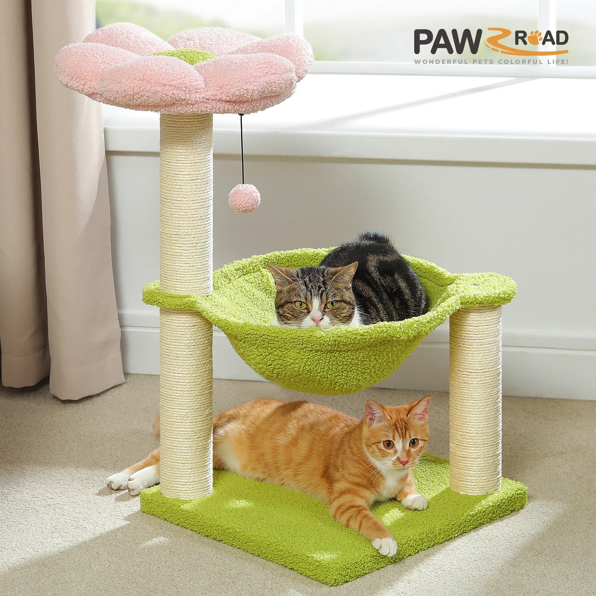 Flower Cat Tree with Large Hammock and Sisal Scratching Posts – image 17