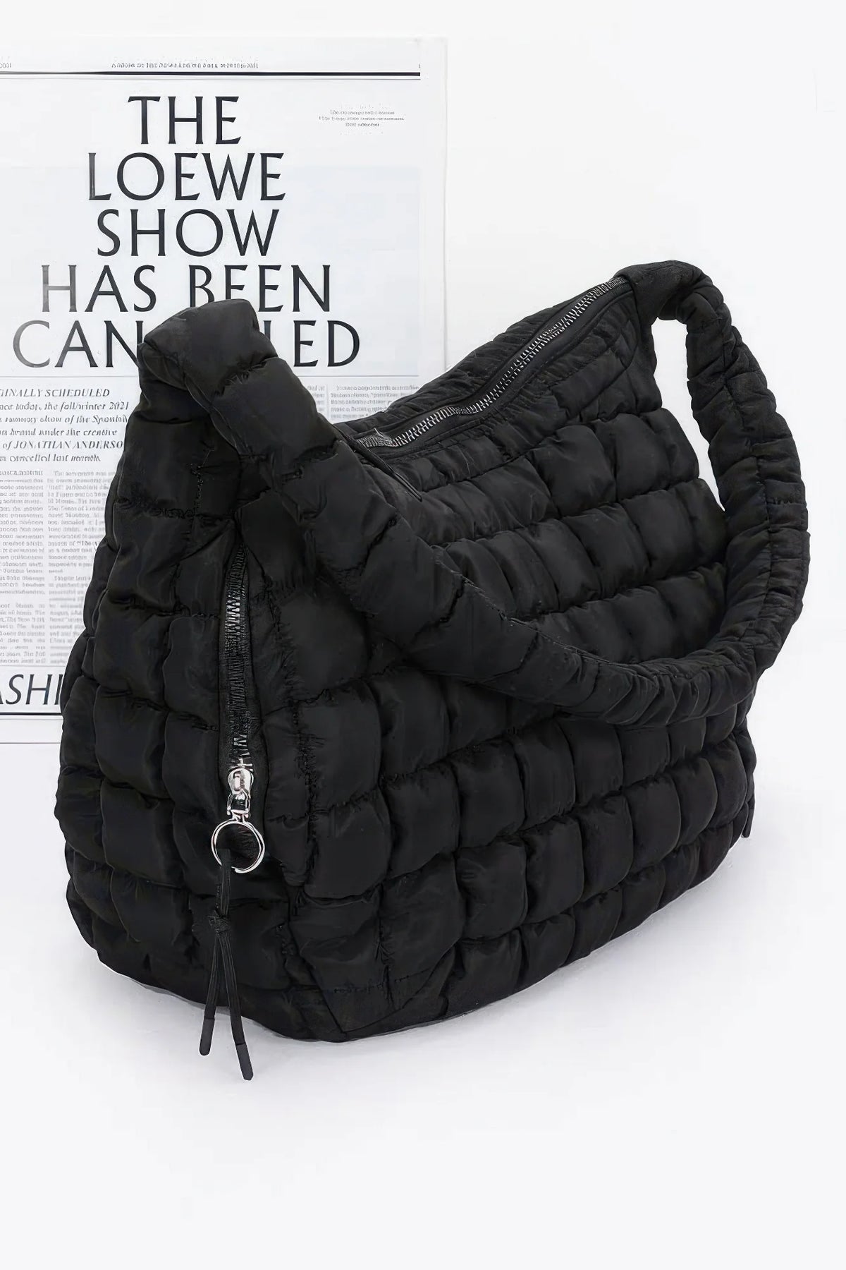 Quilted Nylon Crossbody Bag, Padded Shoulder Bag with Adjustable Strap – image 3