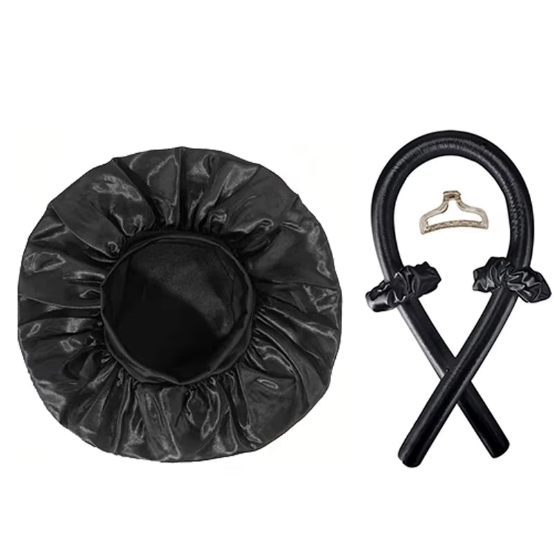 Heatless Hair Curler Set – Satin Sleep Cap & Clips – image 9