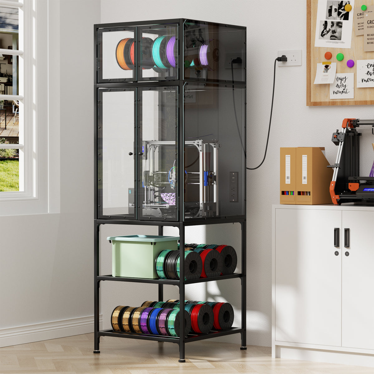 Enclosed 3D Printer Cabinet with Acrylic Doors and Filament Storage – image 2