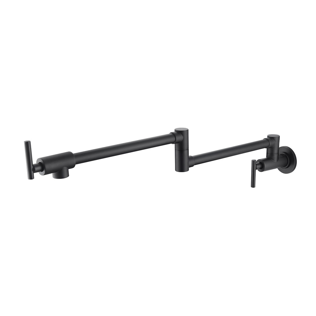 Wall-Mount Pot Filler Faucet, Folding Swivel Spout, Brass, Matte Black – image 4