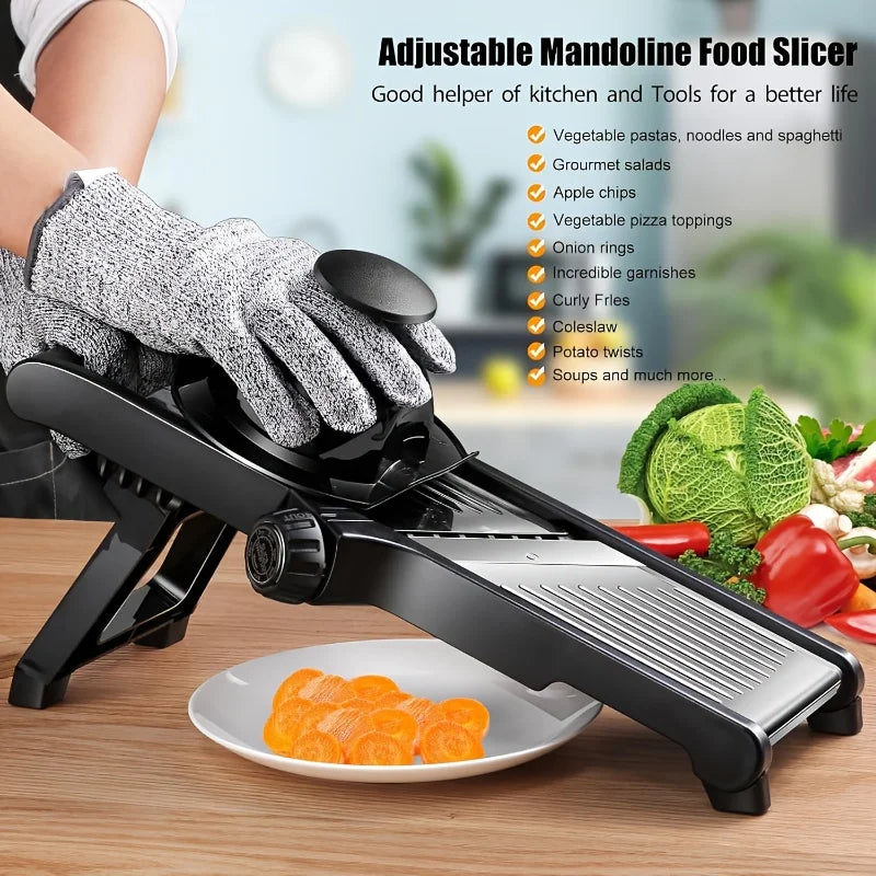 Stainless Steel Mandoline Slicer with 5 Blades and Hand Guard – image 5