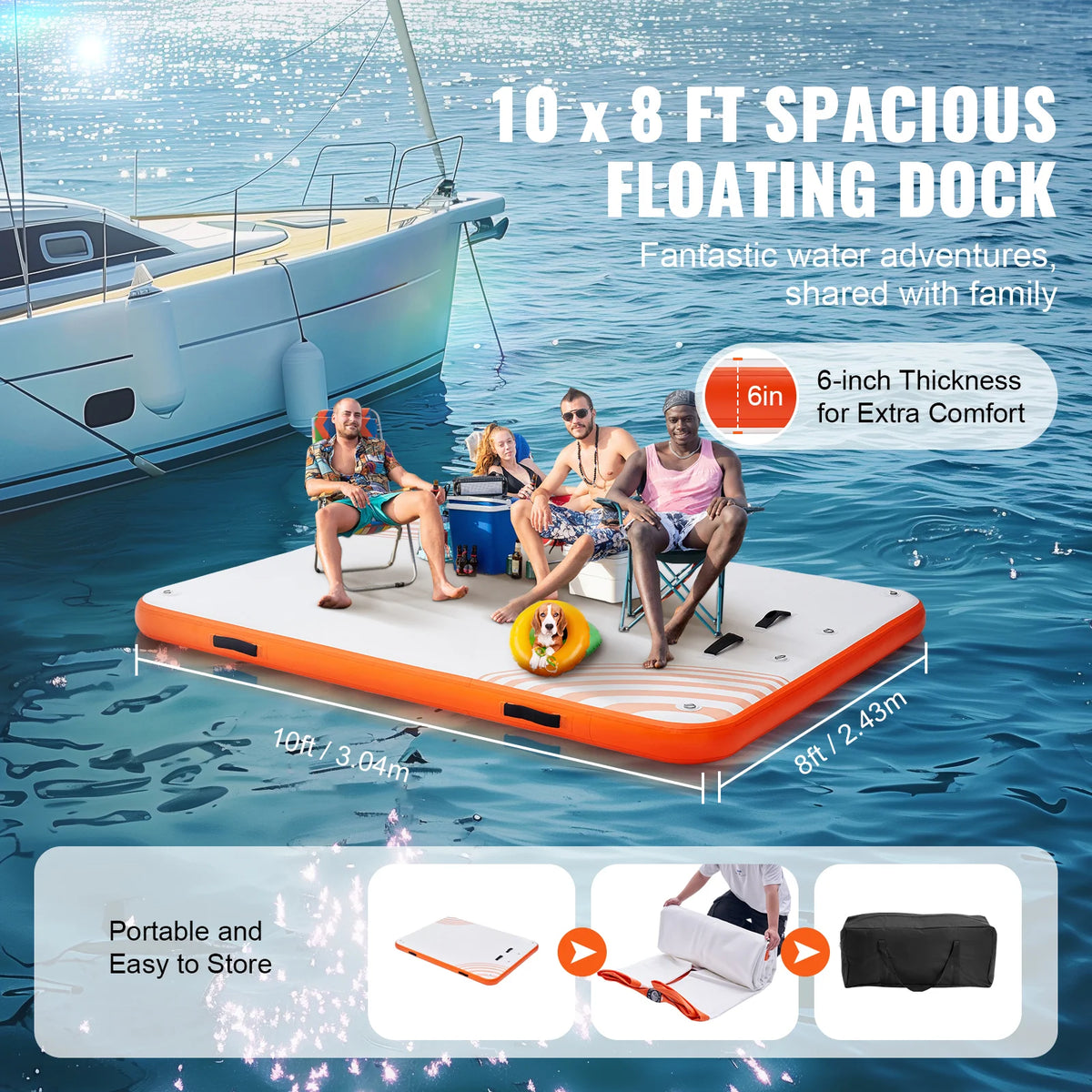 Inflatable Floating Dock 10 x 8 ft – Swim Platform with Ladder – image 3