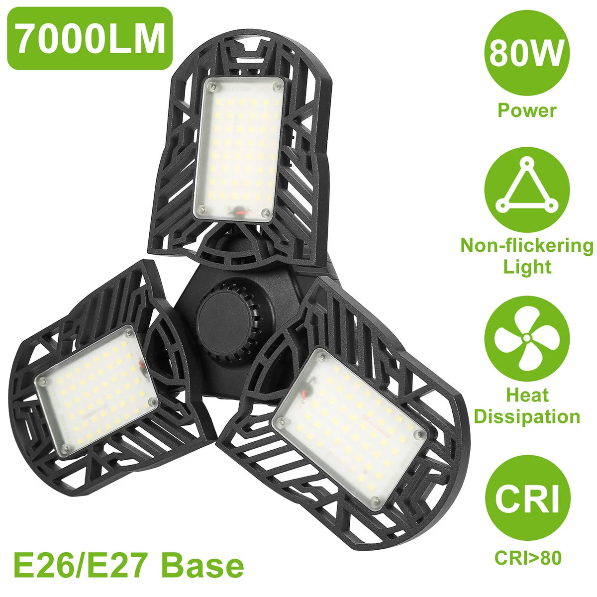LED Garage Light 80W E26 Deformable Ceiling Shop Lamp