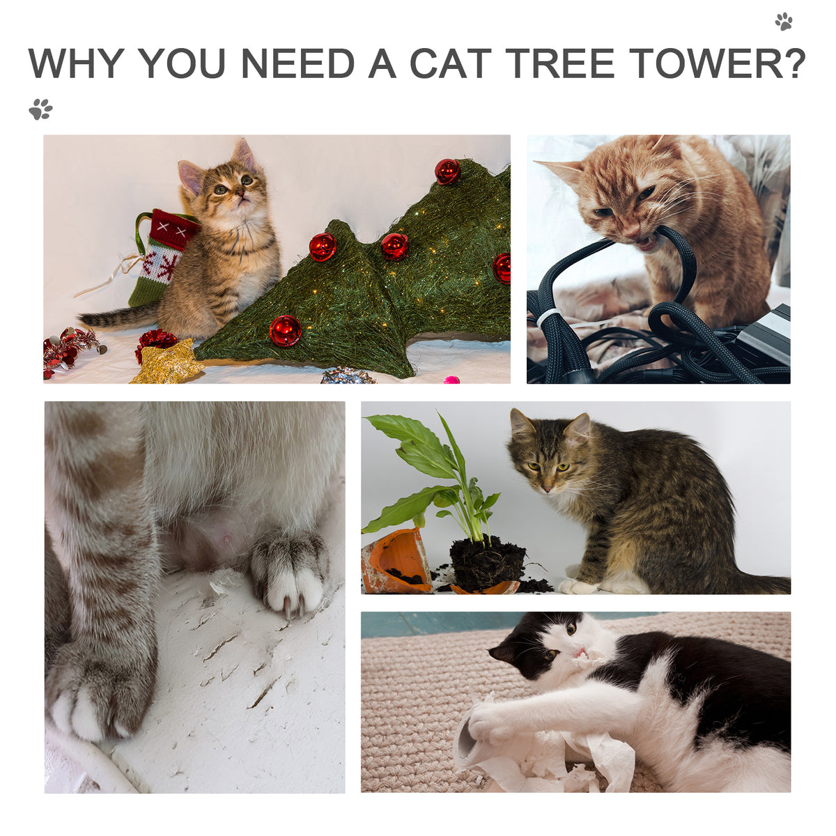 Floor to Ceiling Cat Tree, Adjustable 90.5-102 in 5-Tier Tower – image 7