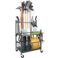 Garden Tool Organizer Rack, 16 Slots with Hooks and Locking Wheels