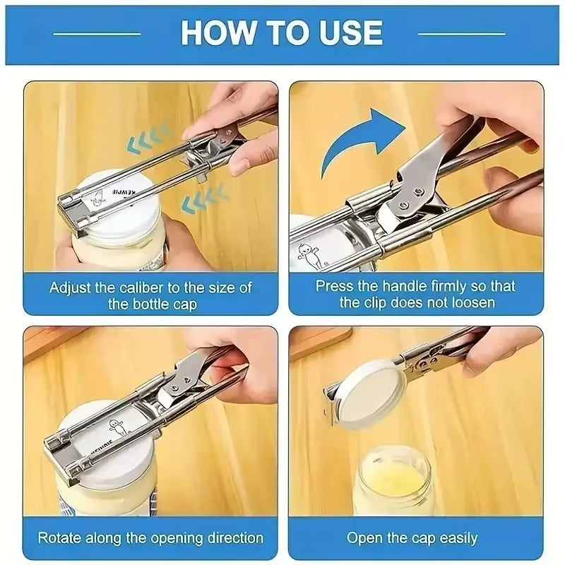 Adjustable Jar and Bottle Opener, Stainless Steel Lid Remover – image 7