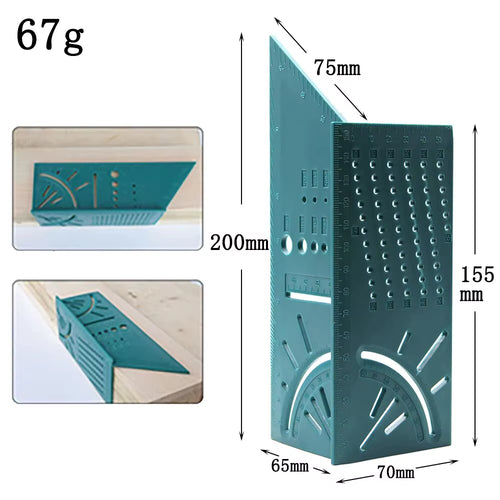 45/90 Degree Angle Ruler - 3D Woodworking Measuring Square