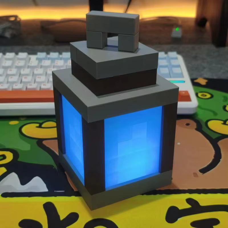 Pixel Lantern Night Light - Rechargeable Retro Game Style LED Room Decor Lamp