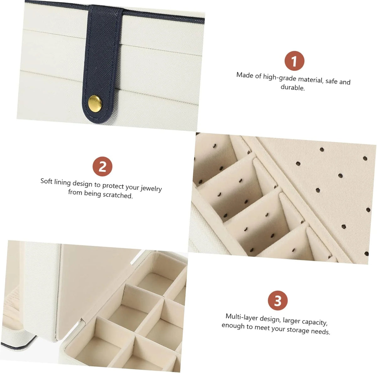 Travel Jewelry Organizer Case – PU Leather Compartment Box – image 4