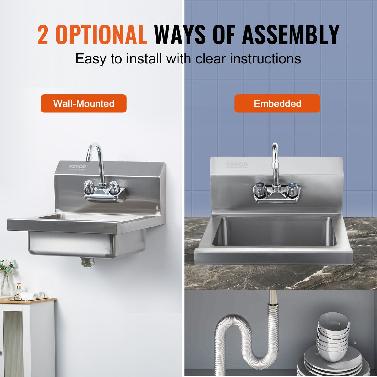 Wall-Mount Stainless Steel Hand Sink with Faucet, 17 x 12.8 In – image 6