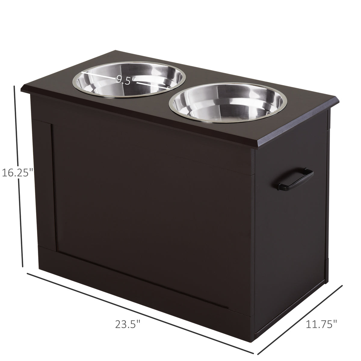 Raised Dog Feeding Station with Storage and 2 Stainless Steel Bowls – image 3