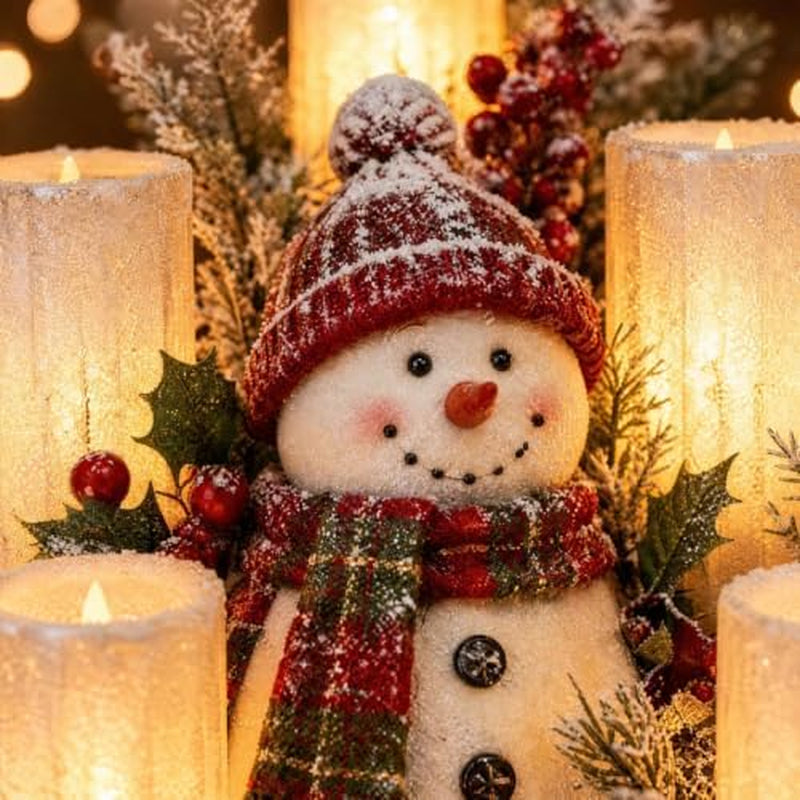 Christmas Centerpiece with Flameless Candle, Lighted Snowman – image 7