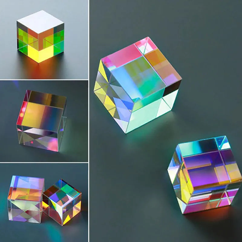 Dichroic Glass Prism Cube 15mm - Color-Shifting Optical Desk Gift – image 2