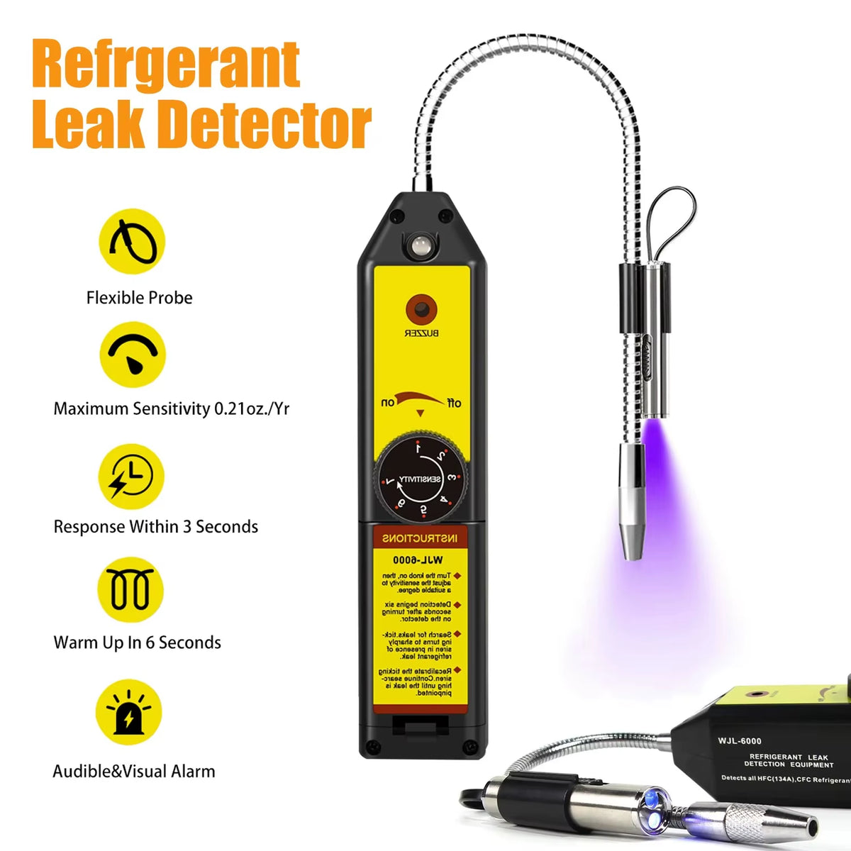 HVAC Halogen Refrigerant Leak Detector WJL-6000