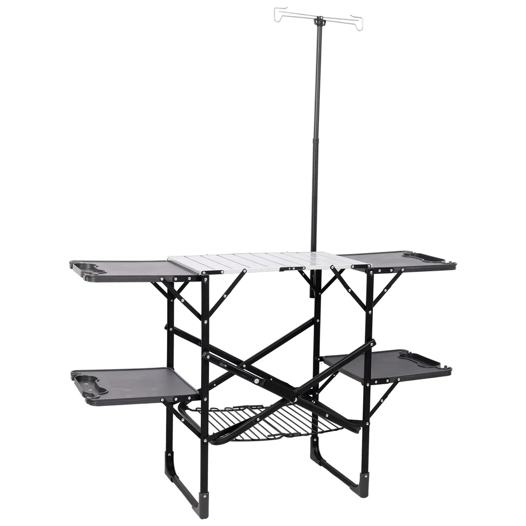 Folding Camp Kitchen Table with Lantern Pole and Side Trays – image 11