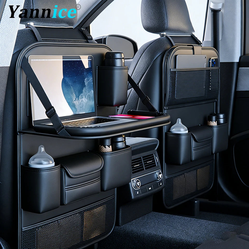 Backseat Organizer with Fold-Down Tray - PU Leather Kick Guard – image 2