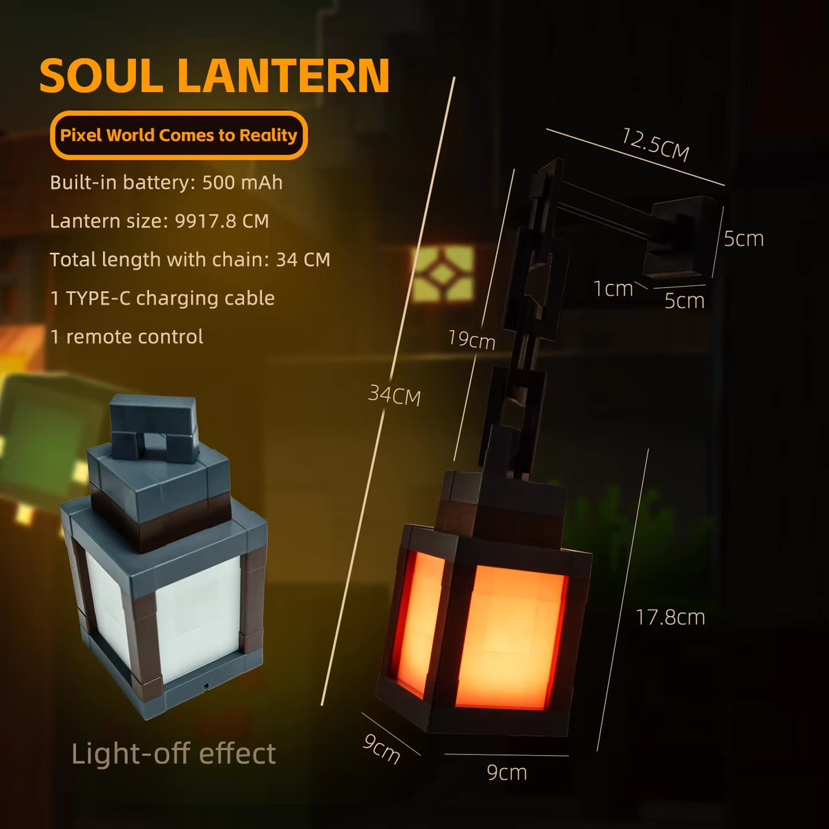 Pixel Art Lantern Night Light - Portable 16-Color LED Tabletop Lamp – image 5