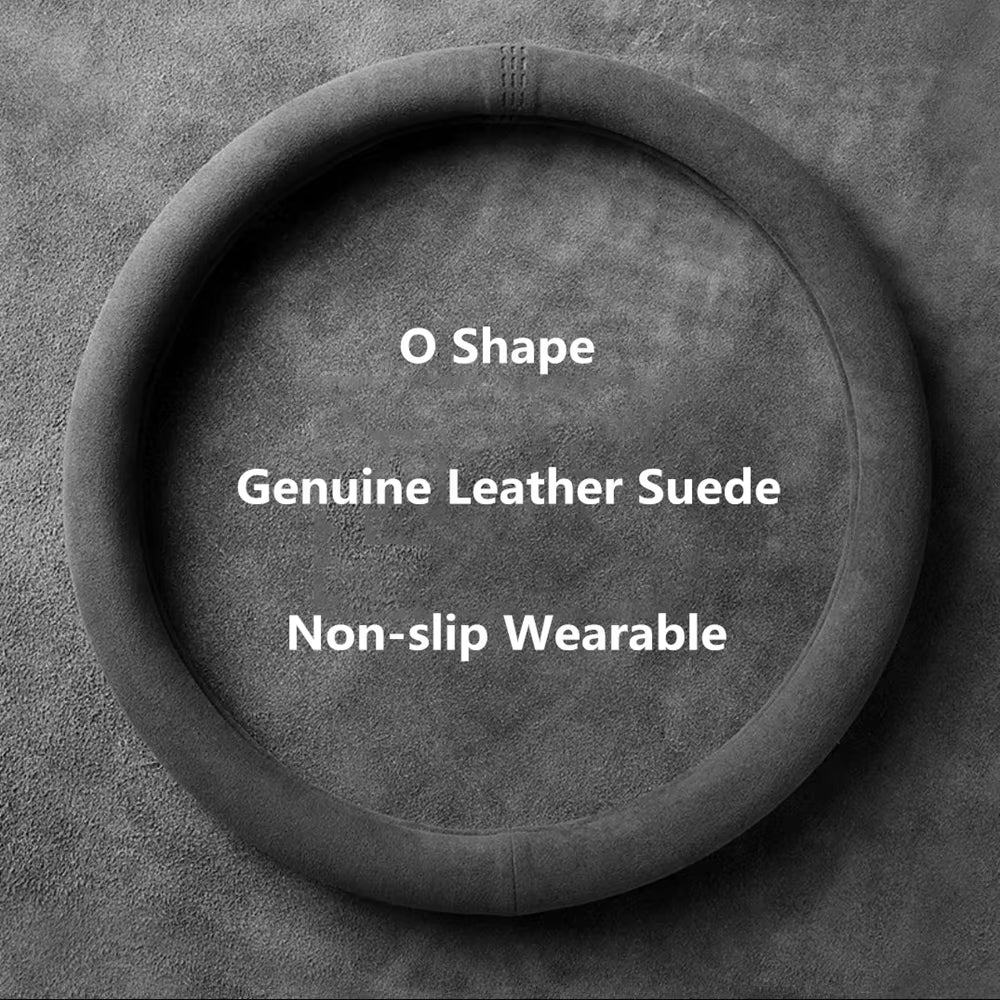 Suede Steering Wheel Cover, Universal 15 in Breathable Non-Slip Wrap