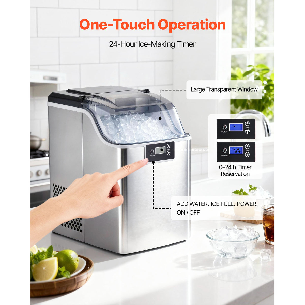 Nugget Ice Maker Countertop, 44 lb per Day, Self-Cleaning with Scoop – image 4