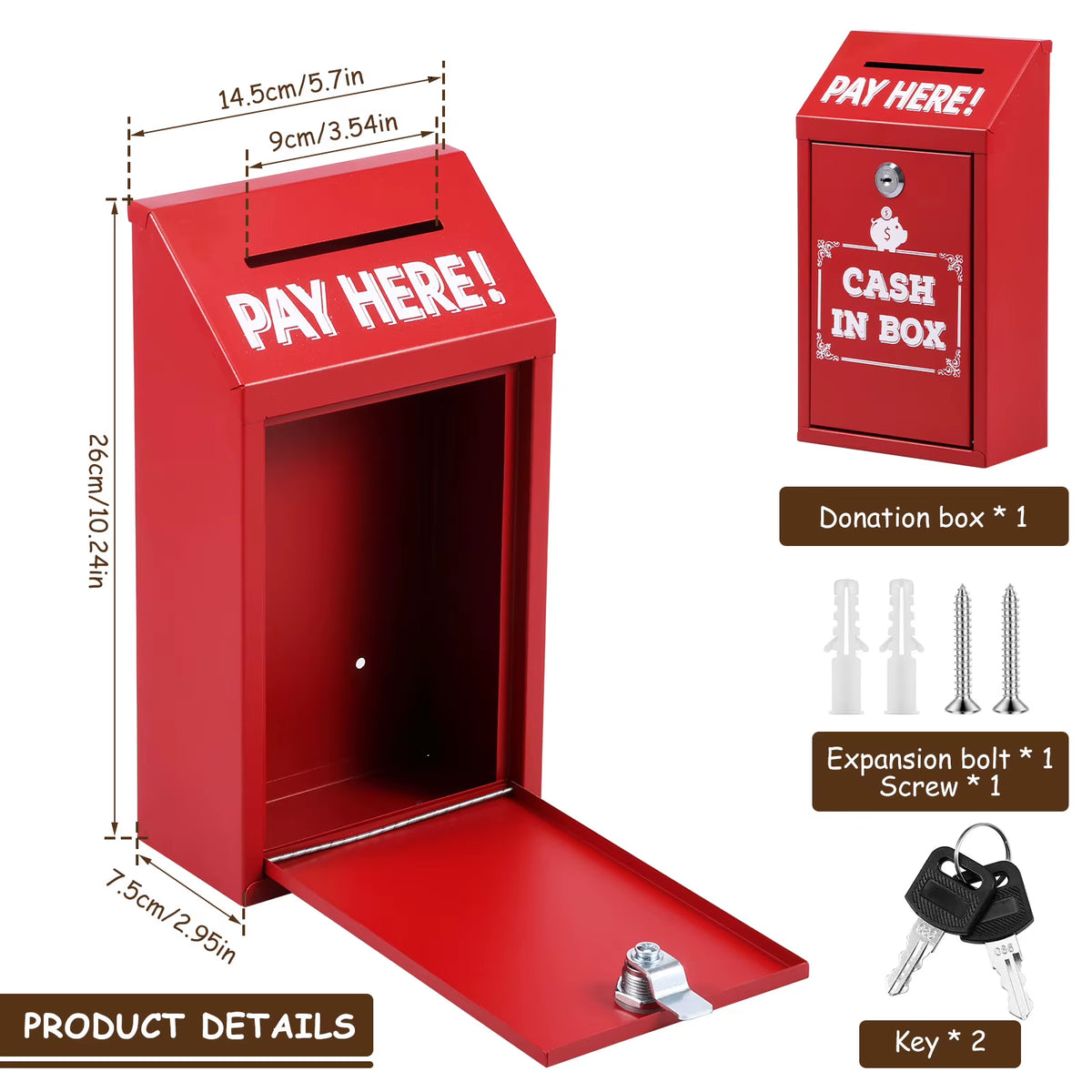 Wall Mounted Locking Metal Drop Box with Combination Lock – image 1
