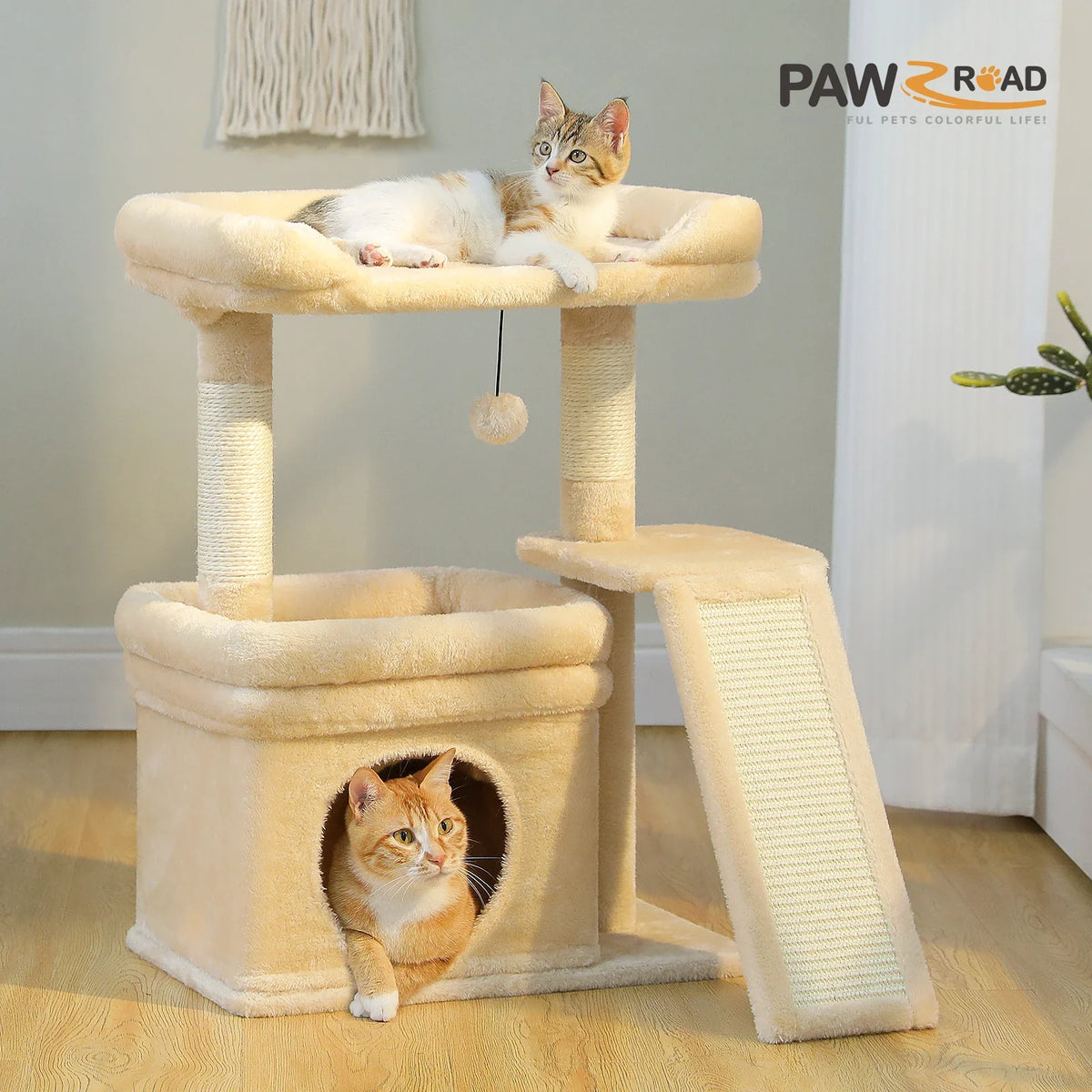 Small Cat Tree with Sisal Scratching Post and Wide Top Perch – image 3