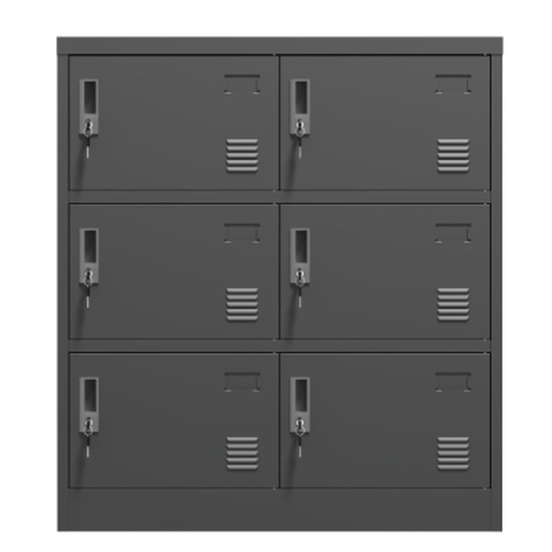 Metal Storage Locker, 6-Door with Keys, 39.4 in Steel Cabinet, Black