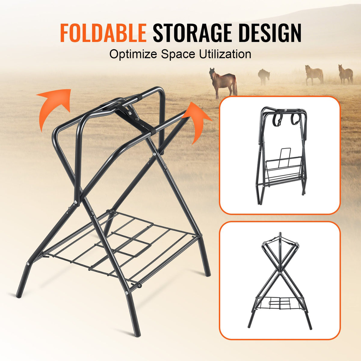 Folding Freestanding Saddle Stand 2-Pack, Portable Horse Blanket Rack – image 5