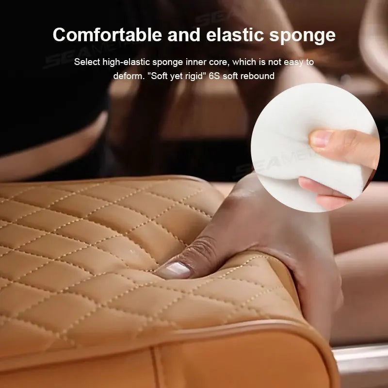 Car Center Console Armrest Cushion with 2 Cup Holders - Height Raising Arm Rest Pad