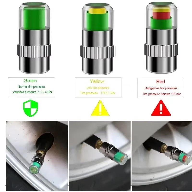 Tire Pressure Indicator Valve Caps 4 Pack - Air Alert Monitoring Caps – image 2