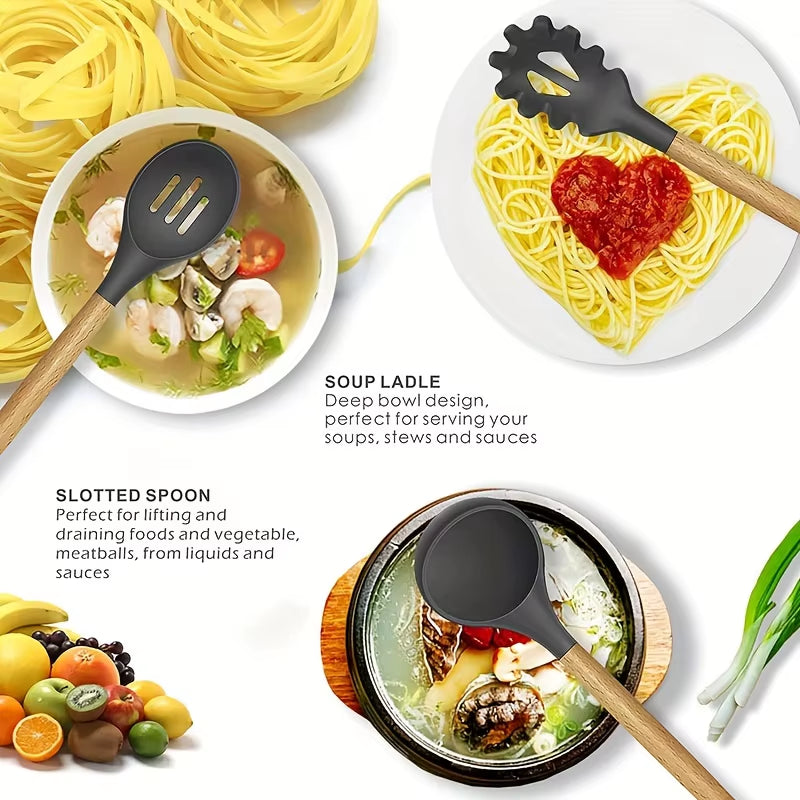 12-Piece Silicone & Wood Kitchen Utensil Set – image 4