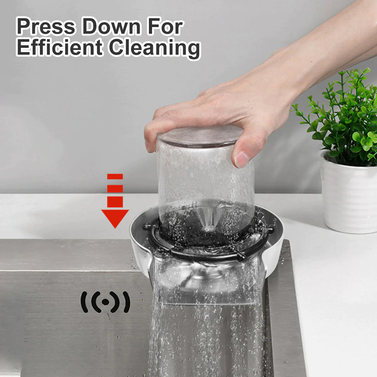 Glass Rinser for Kitchen Sink, Stainless Cup Washer with Hose – image 2