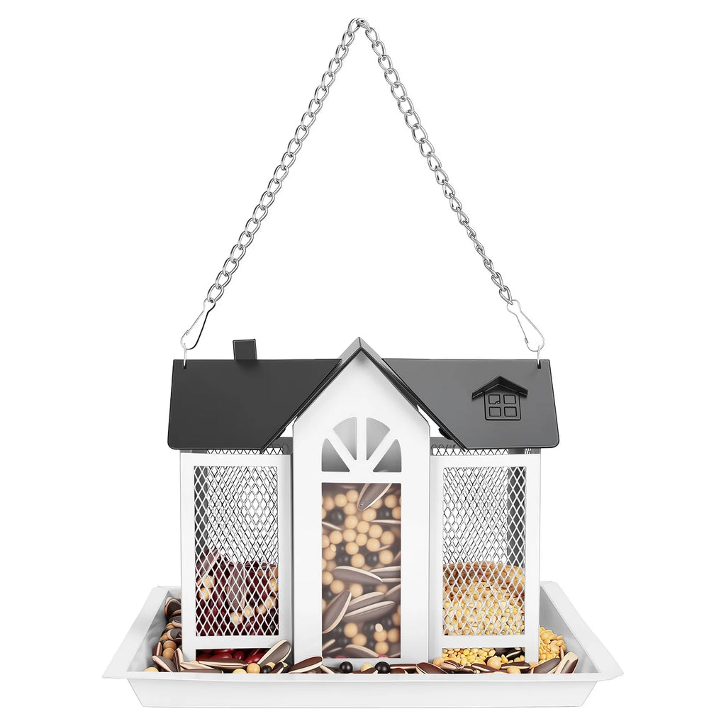 Metal Bird Feeder - Hanging Barn House with Lift-Top Lid – image 2